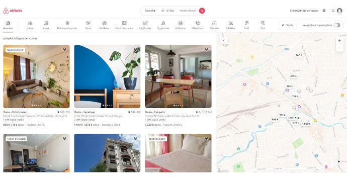 Airbnb'de Kiralanan Evler