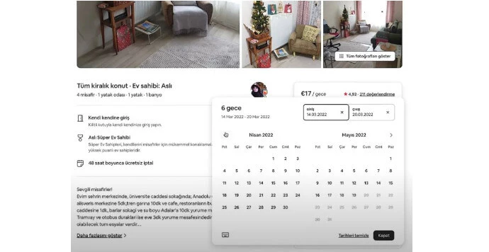 Airbnb'de Kiralanan Evlerin Müsaitlikleri