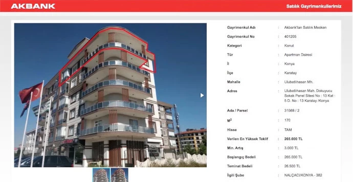 Akbank Gayrimenkul Satış İlanı