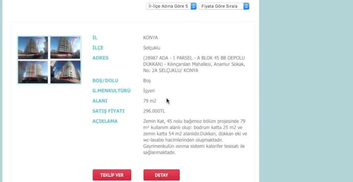 Denizbank Gayrimenkul Satış İlanı